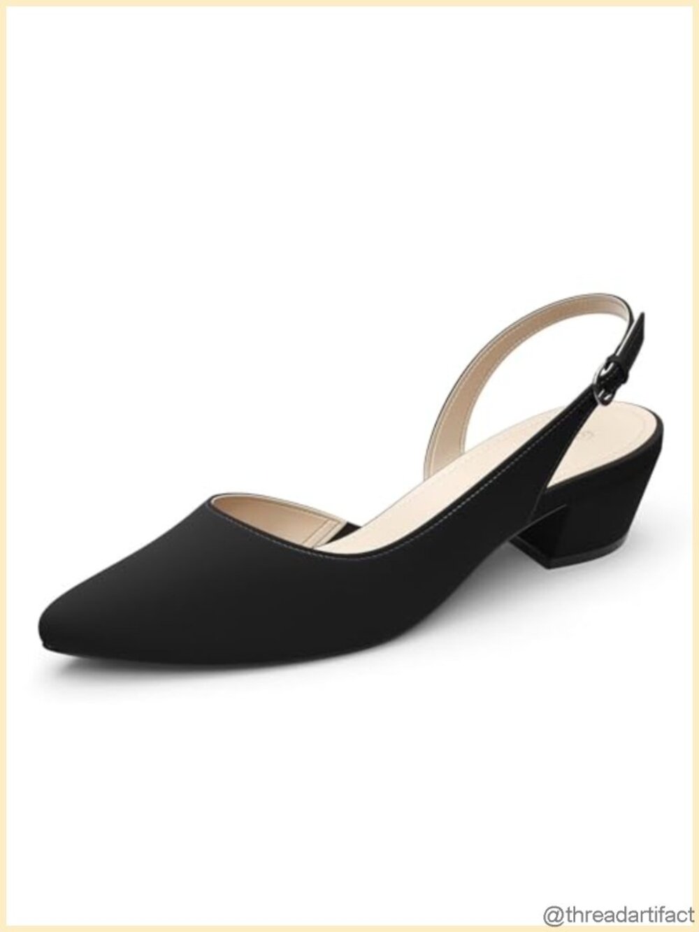 Kitten Heel Slingback Pumps 1.25" Pointed Toe Buckle Dress Shoes